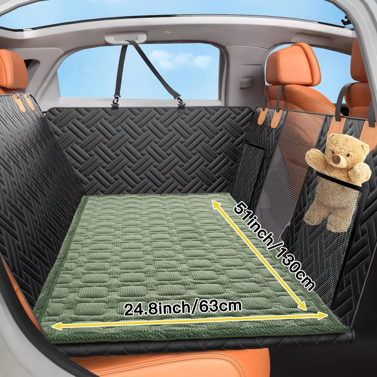 1pc Non-Slip Car Pet Mat with Rear Seat Extension