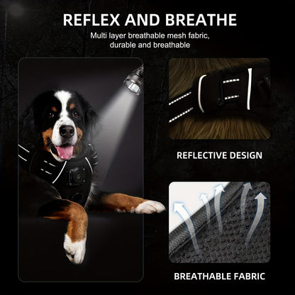 No-Pull Dog Harness with Airtag Holder - Reflective Vest, Choke-Free for Small to Large Dogs