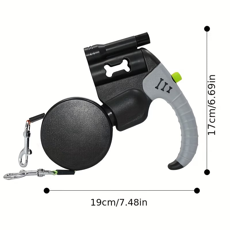 2-in-1 Heavy-Duty Retractable Dog Leash, Dual Head System with Quick-Lock & Tangle-Free Automatic