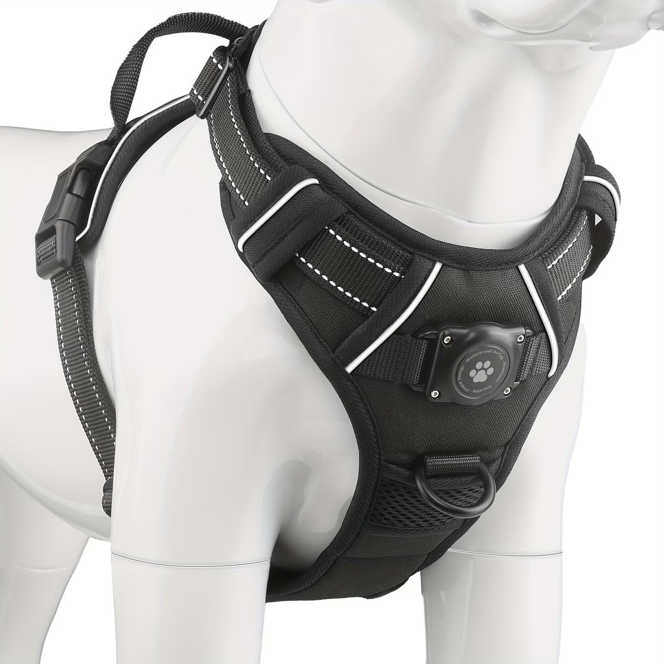 No-Pull Dog Harness with Airtag Holder - Reflective Vest, Choke-Free for Small to Large Dogs