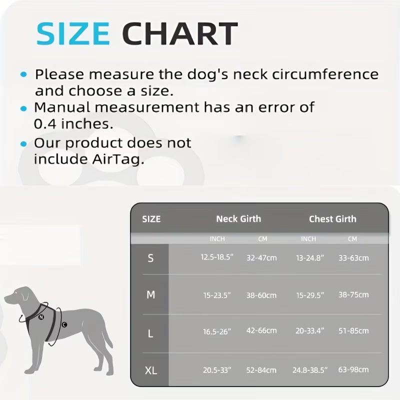 No-Pull Dog Harness with Airtag Holder - Reflective Vest, Choke-Free for Small to Large Dogs