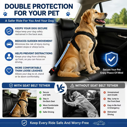Braided Pet Car Seat Belt with Metal Clip